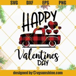 Valentine Tractor Buffalo Plaid SVG, Valentine Truck SVG, Happy Valentine’s Day SVG PNG DXF EPS File For Cricut Instant Download
