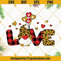 Leopard Buffalo Plaid Gnome Love Valentines Day SVG, Valentine Gnome SVG, Valentines Day SVG, Love Gnome SVG