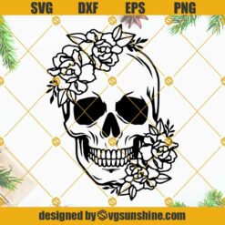 Flower Skull SVG, Skull SVG, Floral Skull SVG, Sugar Skull SVG File, Skull Vector, Gothic Skeleton SVG, Skull SVG File
