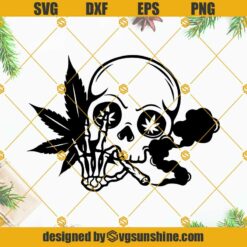 Skull Smoking Joint SVG, Marijuana SVG, Skull Smoking Cannabis SVG, Smoking Weed SVG Cut Files