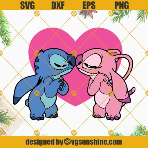 Angel And Stich Love Heart SVG PNG, Lilo And Stich SVG, Stitch SVG, Stitch Valentines SVG, Stitch Cut File