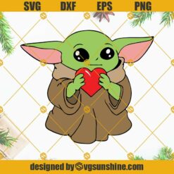 Baby Yoda Heart SVG, Baby Yoda SVG, Baby Yoda Valentines Day SVG PNG DXF EPS Cricut