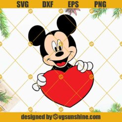 Mickey Mouse Holding Heart SVG, Happy Valentines Day SVG, Mickey Mouse SVG, Heart SVG