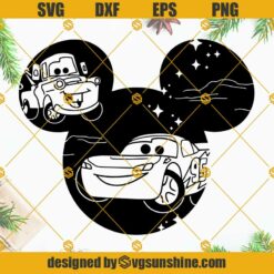 Lightning McQueen Cars SVG, Disneyland Cars SVG, Cars Pixar SVG PNG DXF EPS Clipart Cut File Silhouette