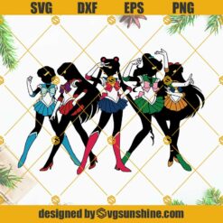 Sailor Moon SVG Cut Files, Mars Mercury Jupiter Venus Sailor Scouts SVG, Sailor Moon SVG, 90s Cartoon SVG