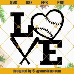 Baseball Softball Heart Love SVG, Love Baseball SVG, Love Softball  SVG