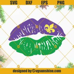 Mardi Gras Lips SVG Files For Cricut Silhouette, Mardi Gras SVG, Fleur De Lis SVG, Cut File Distressed Kiss SVG, Grunge SVG