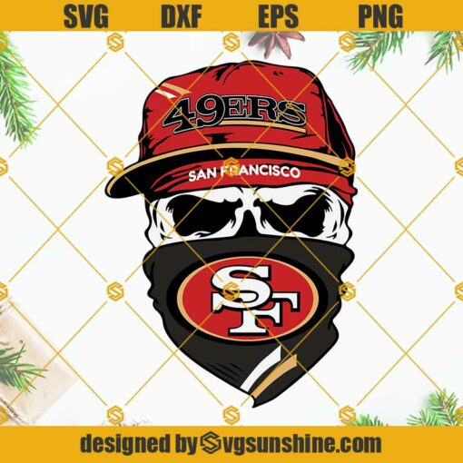 49ers Football SVG, San Francisco 49ers SVG, San Francisco 49ers NFL Football Skull SVG PNG DXF EPS Cricut Silhouette