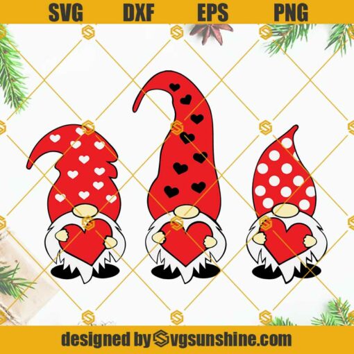 Gnomes Valentines Day SVG PNG DXF EPS, Valentine Gnome SVG, Valentines SVG, Gnomes Heart Love SVG