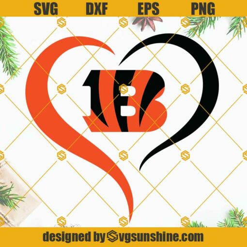 Cincinnati Bengals Heart SVG, Bengals SVG, Cincinnati Bengals SVG For Cricut, Cincinnati Bengals Logo SVG