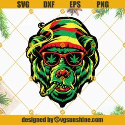 Rasta Bear Smoking Weed SVG, Bear Smoking Cannabis Joint SVG, Smoking Marijuana SVG, Blunt Joint SVG, Rasta Animal SVG