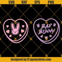 Bad Bunny Heart SVG Bundle, Bad Bunny Logo SVG, Bad Bunny Valentines SVG, Outline Hearts El Conejo Malo SVG