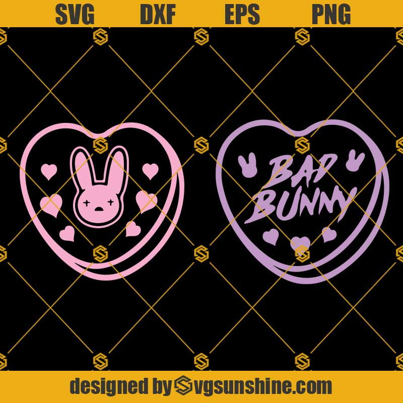 Bad Bunny Heart SVG Bundle, Bad Bunny Logo SVG, Bad Bunny Valentines