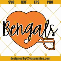 Bengals Football Helmet Heart SVG, Bengals SVG, Football Mascot SVG, Bengals Helmet SVG Instant Download Digital Cut file