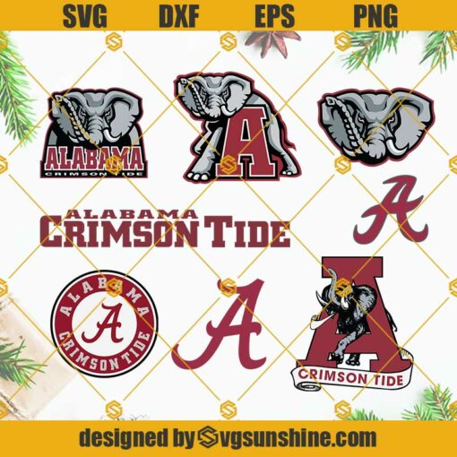 Alabama Crimson Tide SVG Bundle,  Football SVG, Alabama Crimson Tide Logo SVG PNG DXF EPS Cricut Digital Download