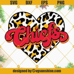 Chiefs SVG, Chiefs Retro Leopard Print Heart SVG, Kansas City Chiefs SVG