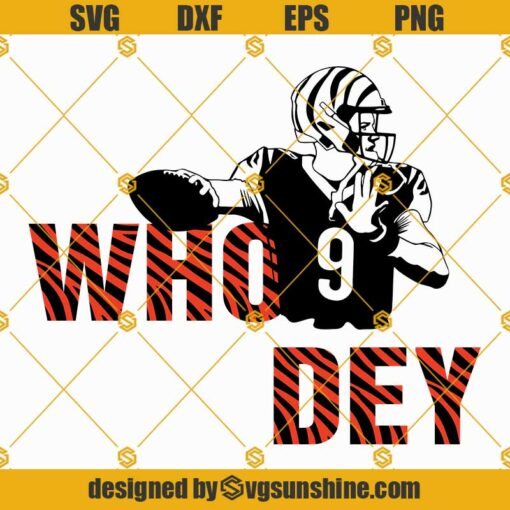 Joe Burrow Who Dey SVG PNG DXF EPS Vector Clipart