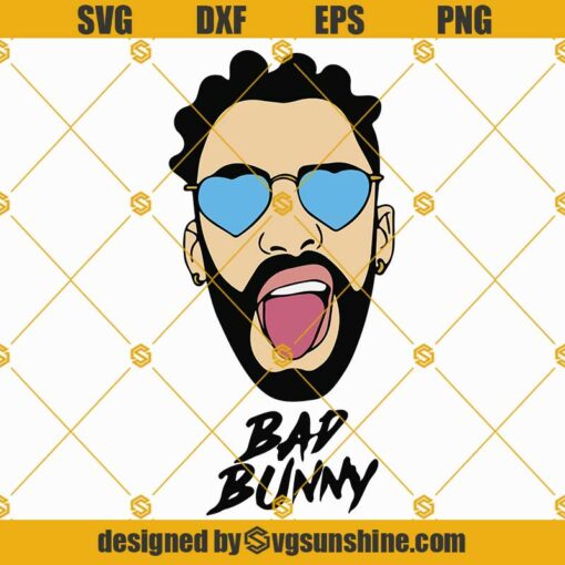 Bad Bunny Face Valentines SVG, Yo Perreo Sola SVG, Bad Bunny SVG, El Conejo Malo SVG PNG DXF EPS Cricut Silhouette
