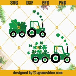 Farm Tractor With Shamrocks SVG, Clover Tractor SVG, St Patrick’s Day SVG PNG DXF EPS Digital Cut Files Bundle