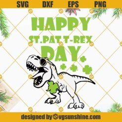 Happy St Pat T-Rex Day SVG, St Patricks Day T Rex SVG, Dinosaur St Patricks Day Boy Kid Shirt SVG Cut Files For Cricut