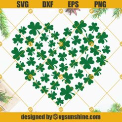 Three Leaf Clover SVG, St Patrick’s Day Shamrock Heart SVG, Shamrock SVG, St Patrick’s Day SVG