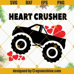 Boy Valentines SVG, Happy Valentines Day Monster Truck SVG, Funny Boy Valentine Shirt SVG PNG DXF EPS Cricut Silhouette