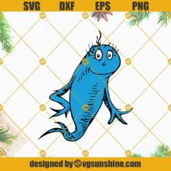 Dr Seuss Blue Fish SVG PNG DXF EPS Cut Files For Cricut Silhouette
