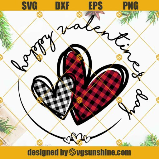 Valentine SVG, Happy Valentine’s Day Buffalo Plaid Heart SVG, Valentines SVG, Valentine’s Day SVG, Valentines Day SVG Files For Cricut