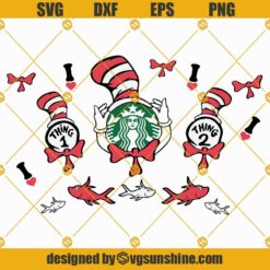 Dr Seuss Thing 1 And Thing 2 Starbucks Logo Svg, Thing 1 Thing 2 Full Wrap For Starbucks Cold Cup Svg Png Dxf Eps Cut Files