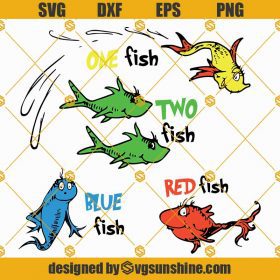 One Fish Two Fish Red Fish Blue Fish Svg, Dr Seuss Svg, Fish Svg