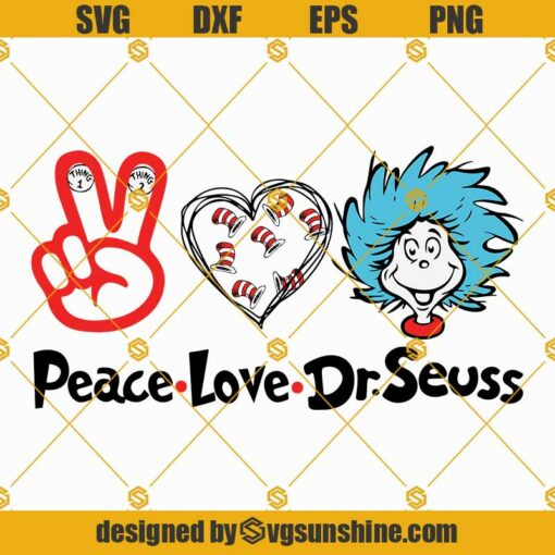 Peace Love Dr seuss SVG, Dr Seuss Cricut, Dr Seuss layered SVG, Vector, Dr Seuss Instant Download