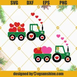 Valentine Tractor SVG Bundle, Valentine’s Day SVG, Tractor With Hearts SVG, Farmhouse SVG Silhouette