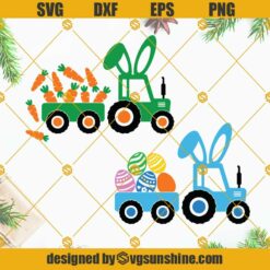 Easter Tractor SVG Bundle, Easter Eggs Svg, Tractor With Eggs Svg, Bunny Ears Svg, Happy Easter Svg, Farmhouse Svg Cut File Bundle