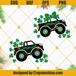 St Patricks Day Monster Truck SVG, Shamrock Lucky Clover Svg Png Eps Dxf Digital Cut Files Bundle