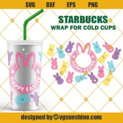 Happy Easter Full Wrap For Starbucks Cup SVG, Full Wrap Easter Rabbit Peeps SVG, Full Wrap Easter Egg SVG
