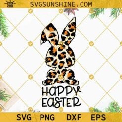 Happy Easter Leopard Bunny SVG, Happy Easter SVG, Leopard Bunny SVG Files For Cricut