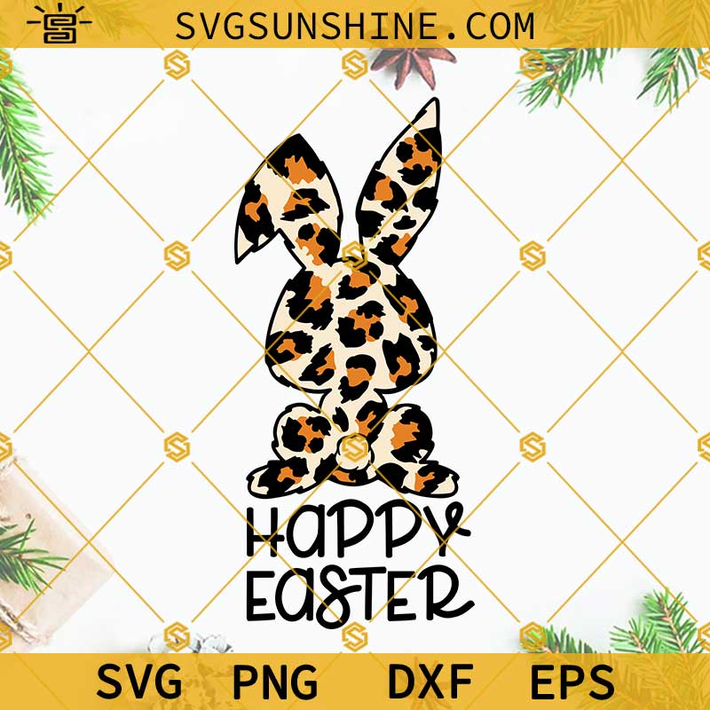 Happy Easter Leopard Bunny SVG, Happy Easter SVG, Leopard Bunny SVG