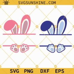 Split Easter Bunny SVG Bundle, Easter Monogram SVG, Bunny Name Frame SVG Files For Cricut