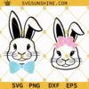 Bunny Heads With Bows SVG, Bunny Face SVG, Bunny Ears SVG, Bowtie SVG, Easter Bunny SVG