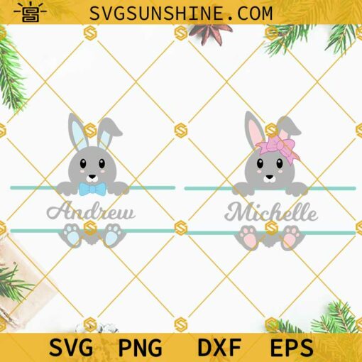 Easter Bunny Split Monogram SVG PNG DXF EPS Files For Cricut Silhouette