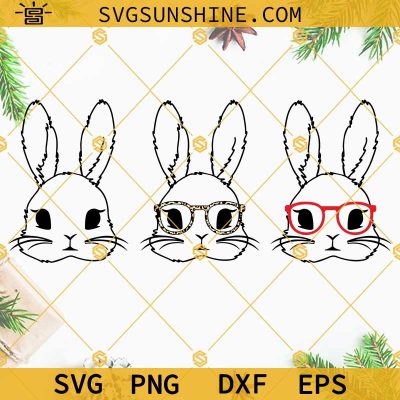 Bunny With Glasses SVG, Bunny SVG, Bunny Face with Glasses SVG, Rabbit ...