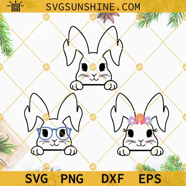 Bunny Face SVG Bundle, Bunny Svg, Peek A Boo Bunny SVG, Bunny Face SVG