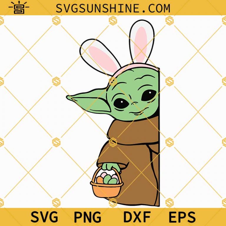 Baby Yoda Easter Svg, Baby Yoda Svg, Easter Svg, Bunny Ears Svg, Easter