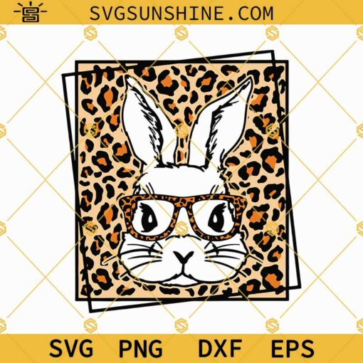 Bunny With Leopard Glasses Svg, Easter Bunny Leopard Svg, Bunny With Glasses Svg, Rabbit Glasses Leopard Svg