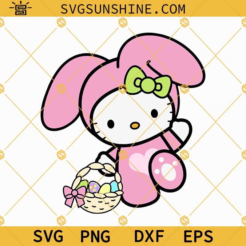 Hello Kitty Happy Easter Svg, Hello Kitty Bunny Svg, Easter Svg, Hello