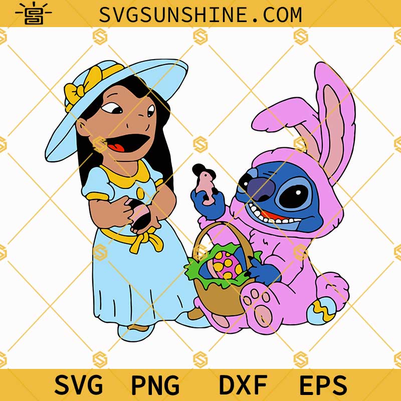 Lilo And Stitch Happy Easter Day Svg, Stitch Easter Svg, Lilo and Stitch Easter Eggs Svg, Easter Stitch Bunny Svg