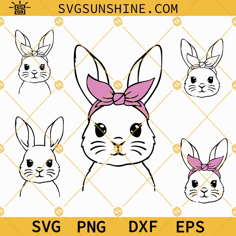 Bunny Bandana SVG, Bunny Face SVG, Easter Bunny SVG, Rabbit SVG, Easter SVG