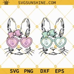 Bunny With Glasses SVG Bunny with Heart Glasses SVG Bundle Easter Bunny Rabbit Face SVG