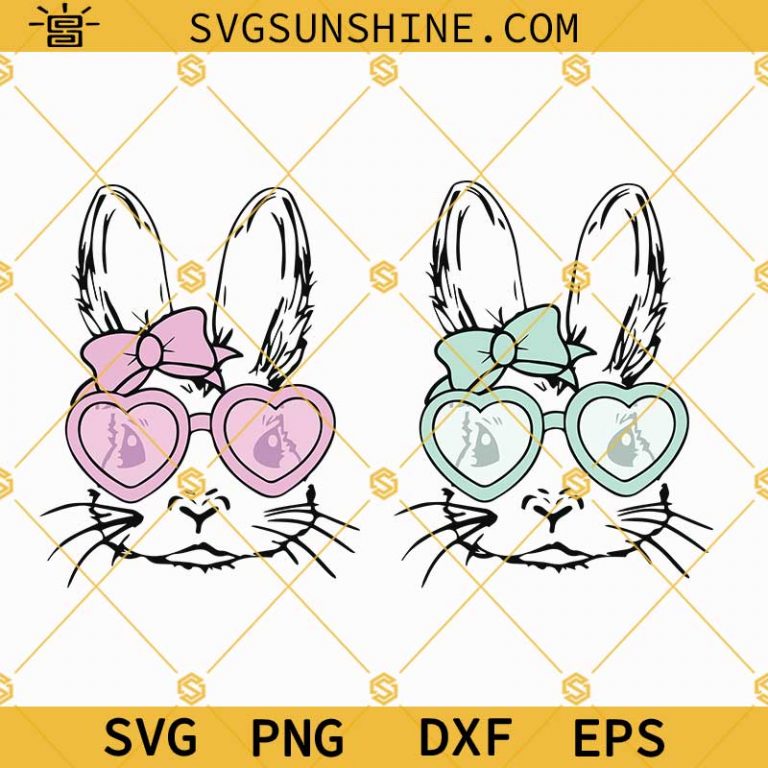 Bunny With Glasses SVG Bunny with Heart Glasses SVG Bundle Easter Bunny