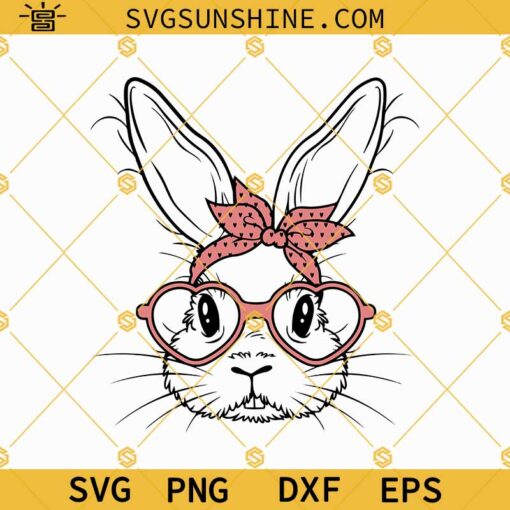 Bunny Rabbit With Bandana SVG, Bunny With Glasses SVG, Bunny With Bandana SVG, Bunny With Heart Glasses SVG
